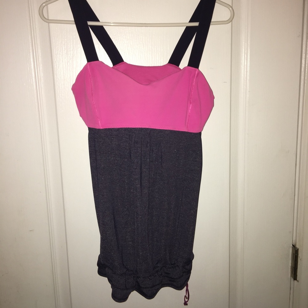 Lululemon Back on Track Pink & Gray tank. Size 8.